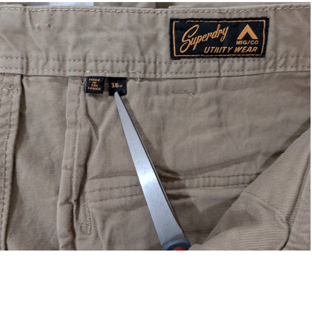 Superdry Mens Cotton Khaki Cargo Shorts Sz 36X10 Utility Grunge Gorpcore Skater - Picture 4 of 4